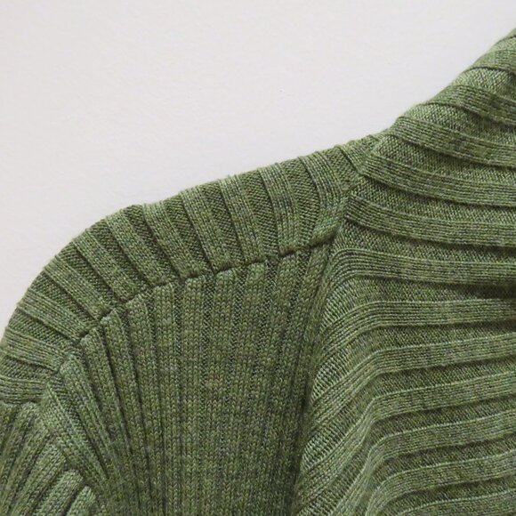 EILEEN FISHER 100% Merino Wool Ribbed Knit Open Front Cardigan in Forest Green - Picture 6 of 16